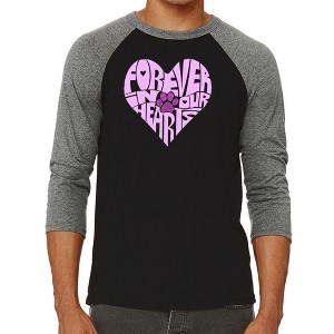 LA Pop Art Forever In Our Hearts - Men's Raglan Baseball Word Art T-Shirt - 1 of 4