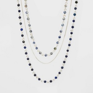 Brass Semi Blue Lapis Sodalite Multi Row Necklace - Universal Thread Silver, Women