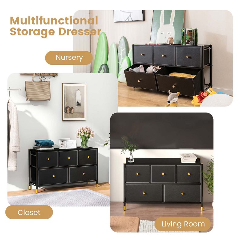 Costway 5/6/8-Drawer Fabric Dresser Tower Wide Chest of Drawers Storage Organizer Bedroom, 5 of 11