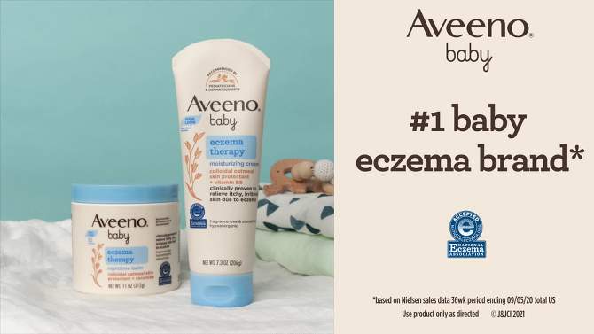 Aveeno Baby Eczema Therapy Nighttime Moisturizing Balm, Soothes &#38; Relieves Dry, Itchy Skin -11oz, 2 of 11, play video