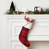 20" Plaid Monogram Christmas Holiday Stocking with Faux Fur Cuff Red/Green/White - Wondershop™ - 2 of 3
