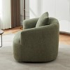 Modern Green Upholstered 38.2" Swivel Accent Chair with Rounded Arms and Pillow for Living Room or Office Seating-Maison Boucle - 3 of 4
