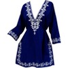 LA LEELA women's Vacation Casual Swim Holiday Beachwear Summer Short Beach Dress Holiday Swimsuit Cover ups Medium-Large Blue, Solid - 4 of 4