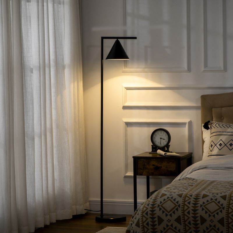 HOMCOM Modern Floor Lamps for Living Room Lighting, Adjustable Standing Lamp for Bedroom Lighting, Black, 2 of 7