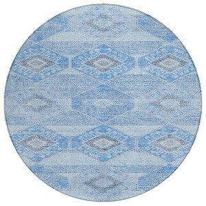 Blue And Gray Aztec Washable Indoor Outdoor Area Rug - 1 of 4
