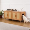 VEVOR Cat Litter Box Enclosure for 2 Cats, Litter Box Furniture Hidden with Rattan Decorated Doors, Wooden Cat Box Cabinet, Natural - 2 of 4