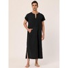 Lars Amadeus Men's Short Sleeves Cotton V-Neck Side Split Long Nightshirt - 2 of 4