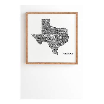 Restudio Designs Texas Map Framed Wall Art 12" x 12" - Deny Designs