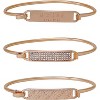 3 Piece Rose Gold Tone ID Tension Bangle Set for Women with Modern Design - 2 of 4