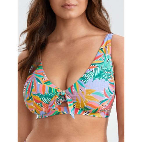 Birdsong Women's Tie Front Bikini Top - S10144 42g Wild Tropic : Target