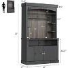 72in Tall Buffet Bar Cabinet with LED Lights, Microwave Stand, Wine Rack and Glass Shelf, Farmhouse Kitchen Sideboard Coffee Hutch - 2 of 4