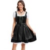Womens Velvet Short Sleeve Color Block Apron Dress Two Piece Set Ruffle Neck Dress - 4 of 4