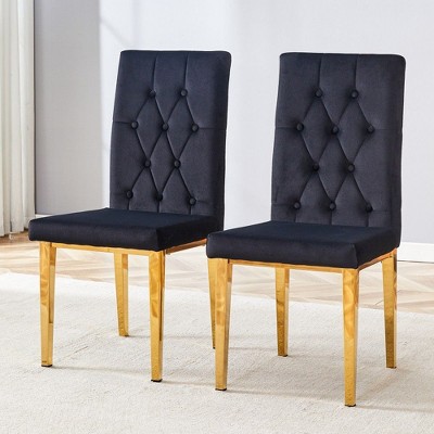 PAGED  Set of 4  Elegant Dining Chairs with Gold Metal Legs and Backrest,Armless Chairs for Kitchen,Living Room