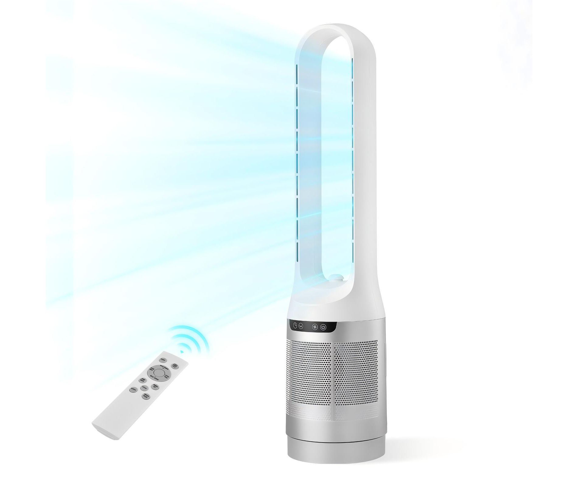 Bladeless Tower Fan with 65° Oscillation and 12 Speeds with 4 Modes and 8-Hour Timer in White