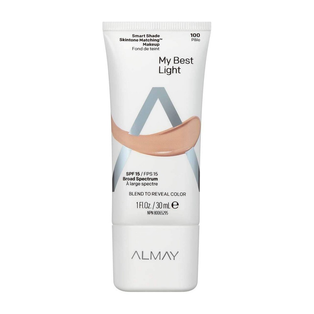 Almay Smart Shade Skintone Matching Makeup with SPF 15 - 100 My Best Light - 1 fl oz: Hypoallergenic, Vegan, Medium Coverage, Liquid Foundation