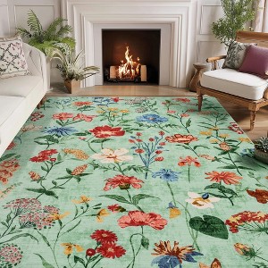 Vintage Floral 5x7 Area Rugs for Living Room Rug, Machine Washable Rug Non Slip Area Rug for Bedroom Low Pile Carpet Ultra Soft Boho Rugs - 1 of 4