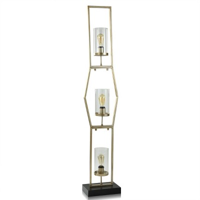 3-Tier Laslo Steel Glass Shade Floor Lamp - StyleCraft: Seeded Glass, Adjustable Head Tilt, UL Listed