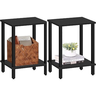 Table, Set of 2, Side Table, Nightstand, 2-Tier Storage Shelf, Sofa Table for Small Space, Living Room, Bed Room