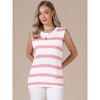 INSPIRE CHIC Women's Stripe Sleeveless Crew Neck Summer Hollow Out Vacation Casual Crochet Vest - 4 of 4