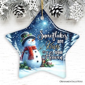 Snowflakes are Kisses from Heaven Ornament, Snowman in Serenity Christmas Memorial Gift| OrnamentallyYou - 1 of 4