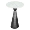 HomeRoots 23" White And Black Marble And Steel Round Pedestal End Table - 4 of 4