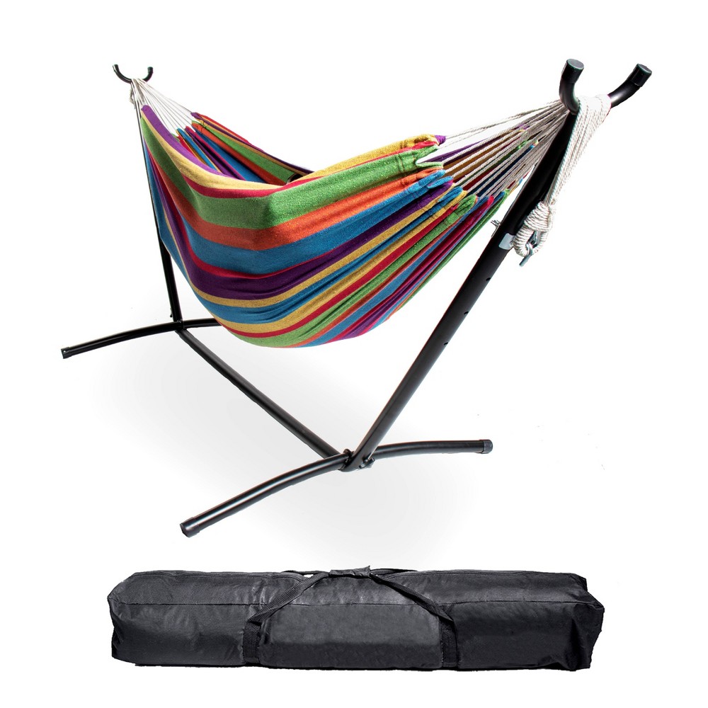 Photos - Hammock Two Person  with Stand - Caribbean Rainbow - Backyard Expressions