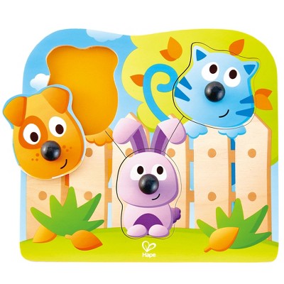 Hape: Big Nose Puzzle: Pet - 4 Piece Colorful Chunky Wooden Puzzle Toy, Age 1+