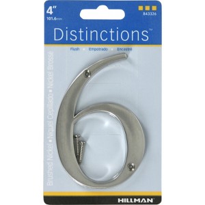 Hillman Distinctions 4 in. Silver Zinc Die-Cast Screw-On Number 6 1 pc (Case of 3) - 1 of 1