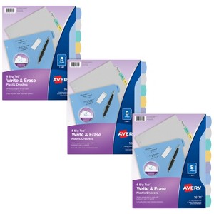 Avery Big Tab Write & Erase Durable Plastic Dividers for 3 Ring Binders, 8-Tab Sets, Pastel Multicolor, 3 Sets (31351) - 1 of 4