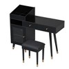 JUJABU Black Modern Vanity Table Set with Storage Drawers, Side Cabinet & Built-in Power Outlet - 2 of 4