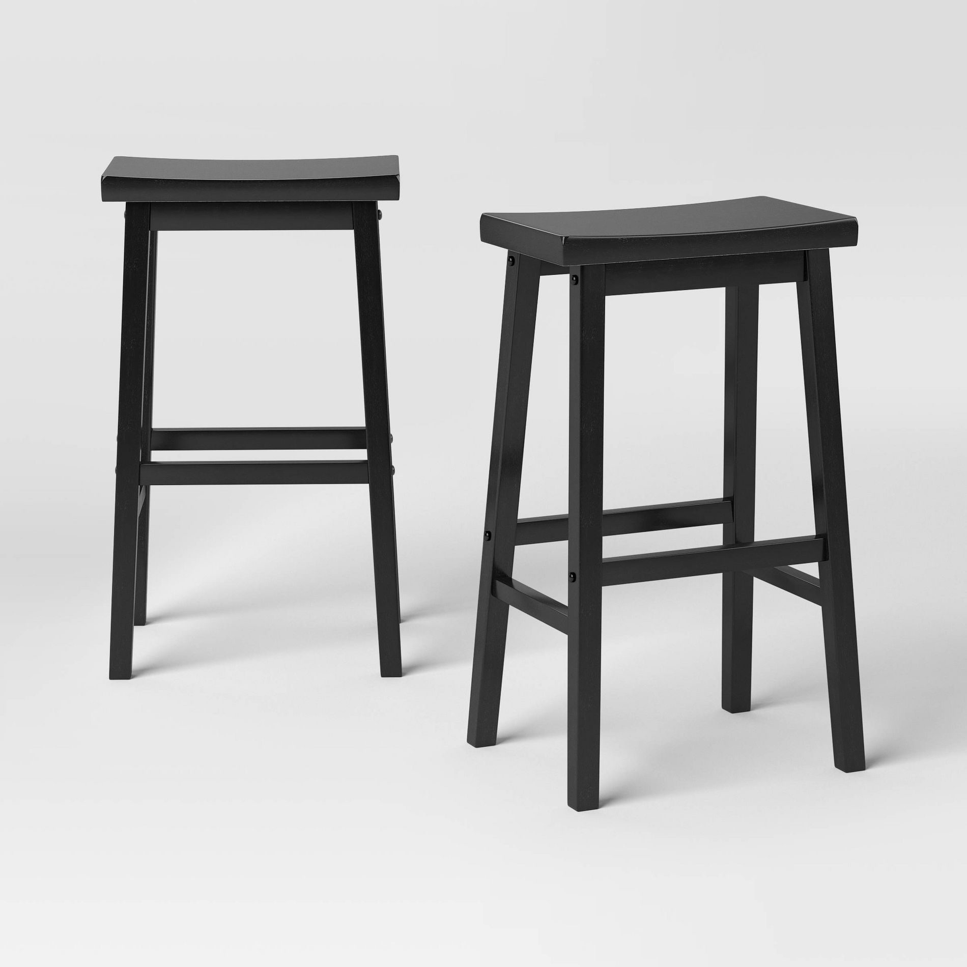 Set of 2 29" Solid Wood Saddle Backless  Barstool Black - Room Essentials™
