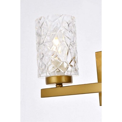 Cassie Brass and Clear Glass 2-Light Dimmable Wall Sconce