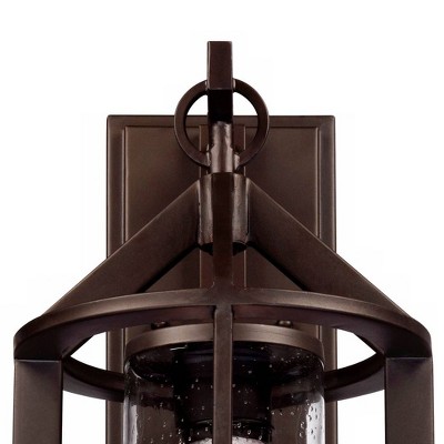Bronze Metal Farmhouse Wall Sconce with Clear Glass Shade