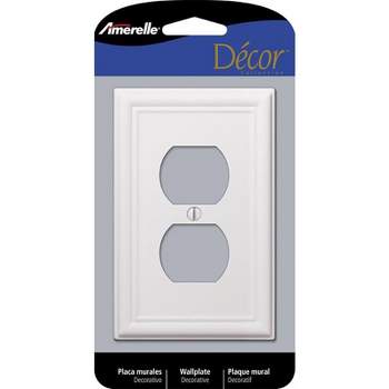 Amerelle Chelsea White 2 gang Stamped Steel Duplex Outlet Wall Plate 1 pk