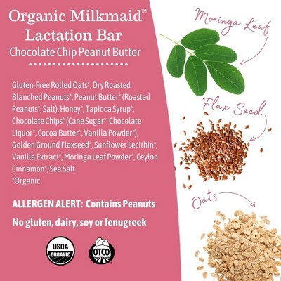 Earth Mama Organic Milkmaid Lactation Bars for Breastfeeding, Chocolate Chip Peanut Butter Cookie - 5ct