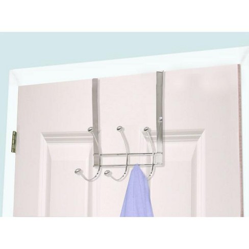 Home Basics Chrome 6 Hook Over The Door Towel Coat Rack 