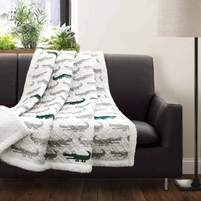 Alligator Sherpa Throw (50"x60") Gray & Green - Lush Décor