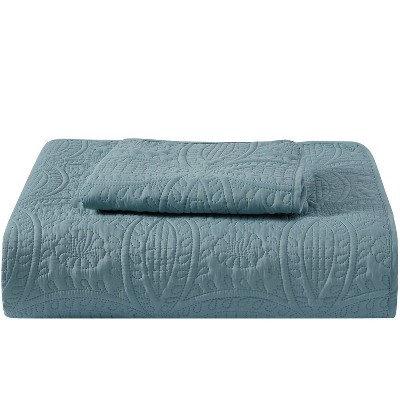 Spa Blue Twin Reversible Microfiber Bedspread Set