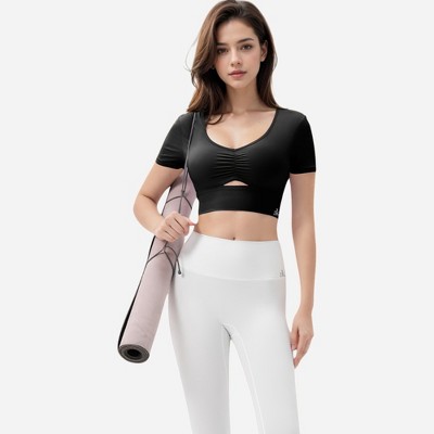 Anna-Kaci Active Women's Ruched Cutout Crop Top with Short Sleeves - image 4