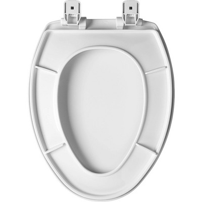 Caswell Never Loosen Elongated Antimicrobial Plastic Soft Close Toilet Seat White - Mayfair by Bemis