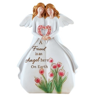 Collections Etc Hand-Painted Tulip Friend Tabletop Angel Decoration 6 X 2.25 X 8.75