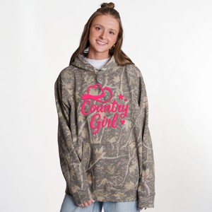 Country Girl Hat Puff Print  - Camo Hoodie - 1 of 3