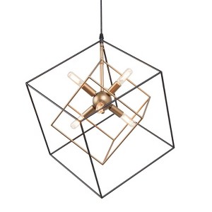 LNC Trend 6-Light 21.5" Modern Geometric Tiered Small  Chandelier, Matte Black and Gold - 1 of 4