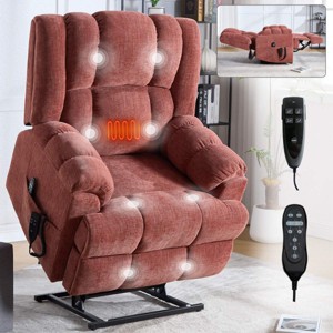 Chenille Power Lift Recliner Chair, Dual Motor Electric Recliner with Heat and Massage, Infinite Position for Elderly Living Room-Koiai - 1 of 4