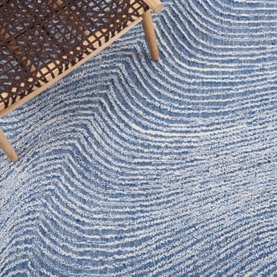 Handmade Blue Wool Tufted Square Area Rug 6'