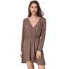 Coolmee Women's Spring Fall Pleated Mini Dress Long Sleeve Ruffle Causal Short Dress - 2 of 4