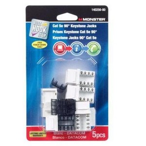 Monster JHIU 140256-00 Category 5E 90 Degree Keystone Jacks, White - 1 of 1
