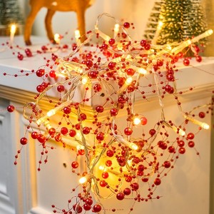 Joyfy 10.8FT Christmas Garland, Berry Beaded Christmas Garland with Lights for Home, Party, Christmas Decorations Indoor Outdoor - 1 of 4