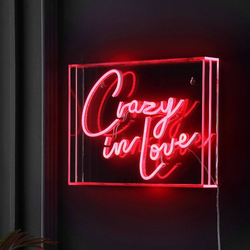 14&#34; x 10&#34; Crazy in Love Contemporary Glam Acrylic Box USB Operated LED Neon Light Red - JONATHAN Y, 4 of 7