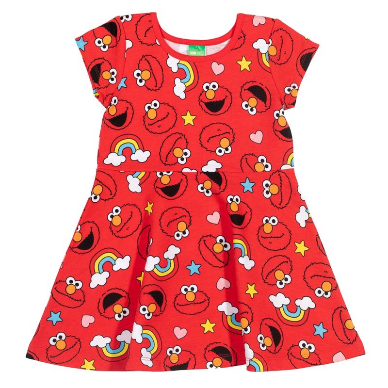 Sesame Street Elmo French Terry Short Sleeve Dress Scrunchy Set Red, 3 of 8